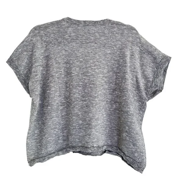 Madewell Women's Gray Ribbed Knitted Raglan Sleeve Boxy Sweater Tee Size M - Picture 4 of 8